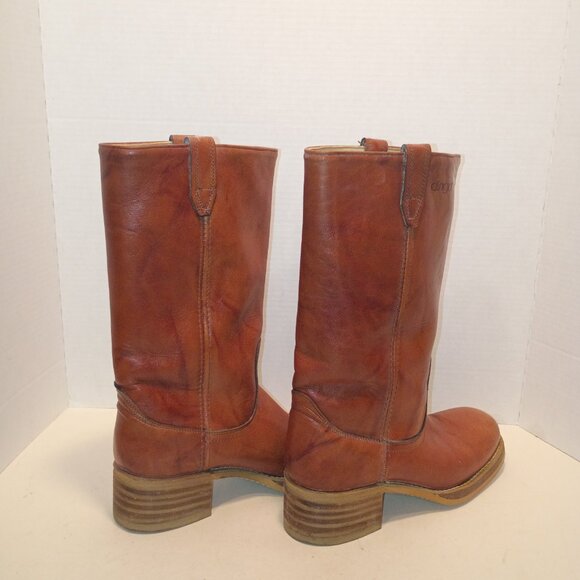 '80s DINGO 8.5M/10W Campus Moto Boots 7205 Square Toe Tan Leather *Almost-New - Picture 9 of 15